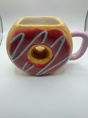 Pink Donut Shaped Mug with Sprinkles  Coffee Cup Pink 8 Ounce